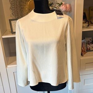 NWT Topshop Cream Long-Sleeve Textured Blouse
